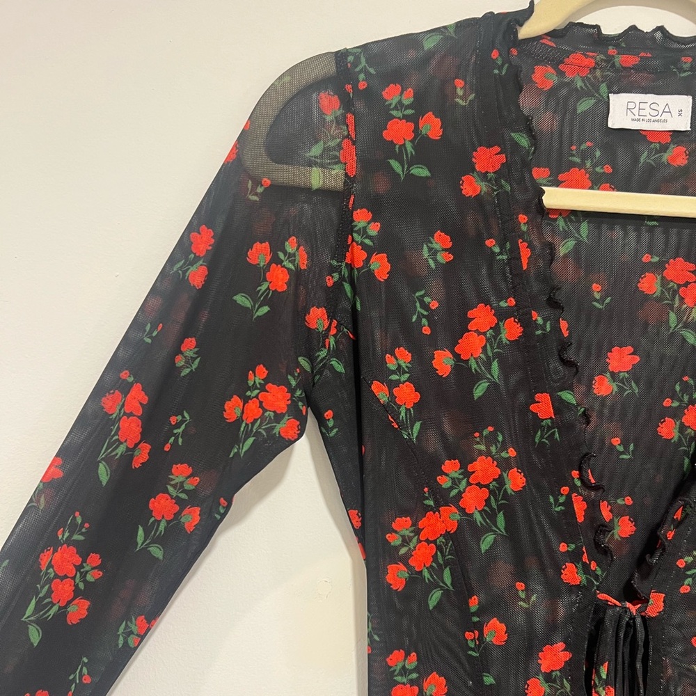 RESA Black Dress with Red Floral Design - Picture 4 of 13